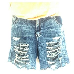 VIP Destroyed Denim Shorts